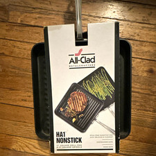 All-Clad HA1 11" Square Nonstick Grill Pan & Griddle Set, Black, PFOA-Free
