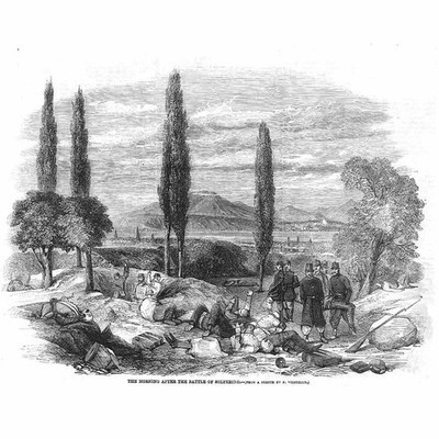 ITALIEN Unabhängigkeitskrieg Morgen nach der Schlacht von Solferino - alter Druck 1859