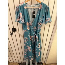 Soieblu Blue Wrap Dress Size S