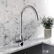 Chrome Dual Lever Monobloc Kitchen Mixer Tap - Enza Tamara TAMDLCHR