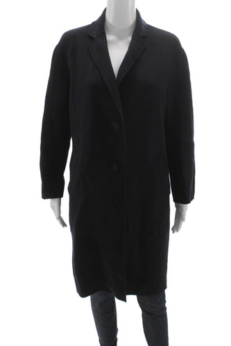 Max Mara Womens Blue Wool Overcoat Long Sleeve Button Classic Size S
