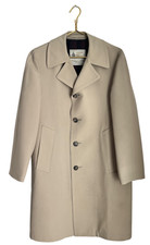 London Fog Trench Coat Men 36S Short Khaki Tan USA Made Lined Vintage Classic