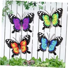  Metal Butterfly Wall Decor-4 Pack Butterfly Hanging Wall Decor Outdoor Fence 