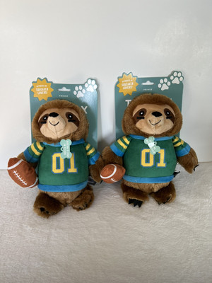 New Football Sloth Dog Toy  Tailgating Captain  Lot of 2 W/Squeaker & Crinkle