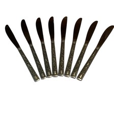 Vintage Lifetime Stainless Flatware SILVER LEAVES Japan 8 Butter knives
