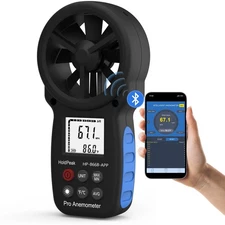 HoldPeak Handheld Anemometer Bluetooth, Digital Wind Speed Gauge Meter, Air F...
