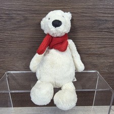 Jellycat Bashful Polar Bear Red Knitted Scarf Soft Toy 8" Retired White Rare 
