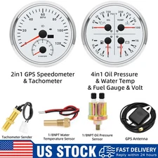 110mm GPS Speedometer 0-120MPH W/Tacho&4 IN 1 Gauge With Sensor for Boat Car US