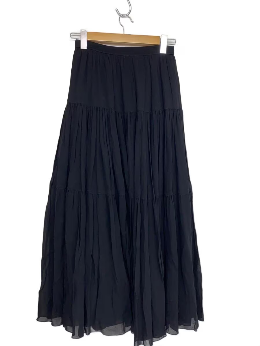 SAINT LAURENT Long Skirt, Size 36, Rayon, Black, Solid Color thumbnail 2