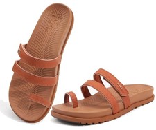 KuaiLu Womens Slides Sandals With Arch Support Comfort Plantar 8, Tan