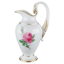 Milchkännchen Pfeifferzeit Meissen Schwanenhals I.Wahl Rote Rose mit Goldrand