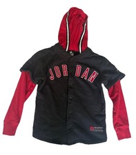 Nike Jordan Varsity Boys Hoodie 8-10 Small Big Kids Athletic Fleece Black Red