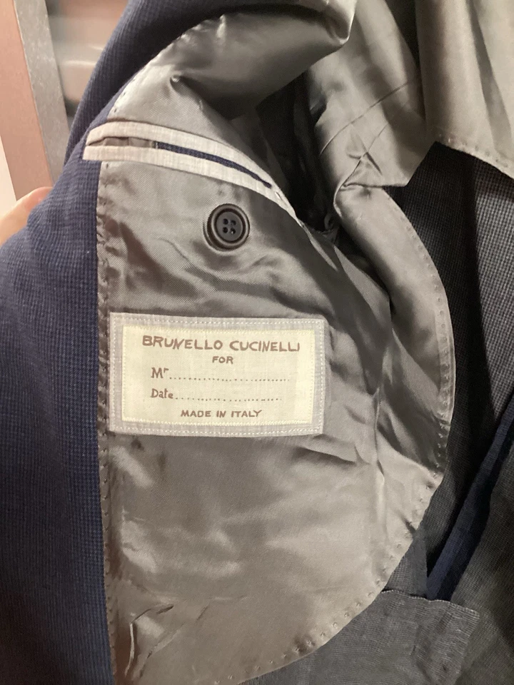 Chaqueta Blazer Brunello Cucinelli Para Hombre Italiana Talla 56 US 46 Lana Azul Foto 4 de 4