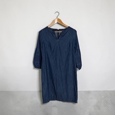 Talbots Dark Wash Denim Preppy Midi-Knee Length Shift Dress, 100% Cotton, Size 8