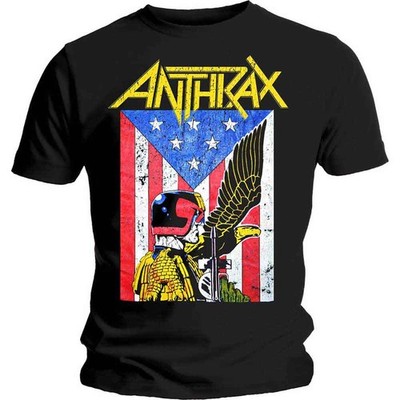 Anthrax T Shirt Dredd Eagle Band Logo new Official Mens Black Size S