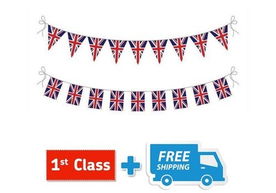 Krönung Wimpel Fahnen 10m bis 40m lang Union Jack King Charles Dreieck Flagge