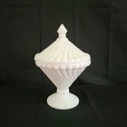 Vintage Westmoreland Milk Glass Swirl & Ball Pedestal Candy Dish with Lid