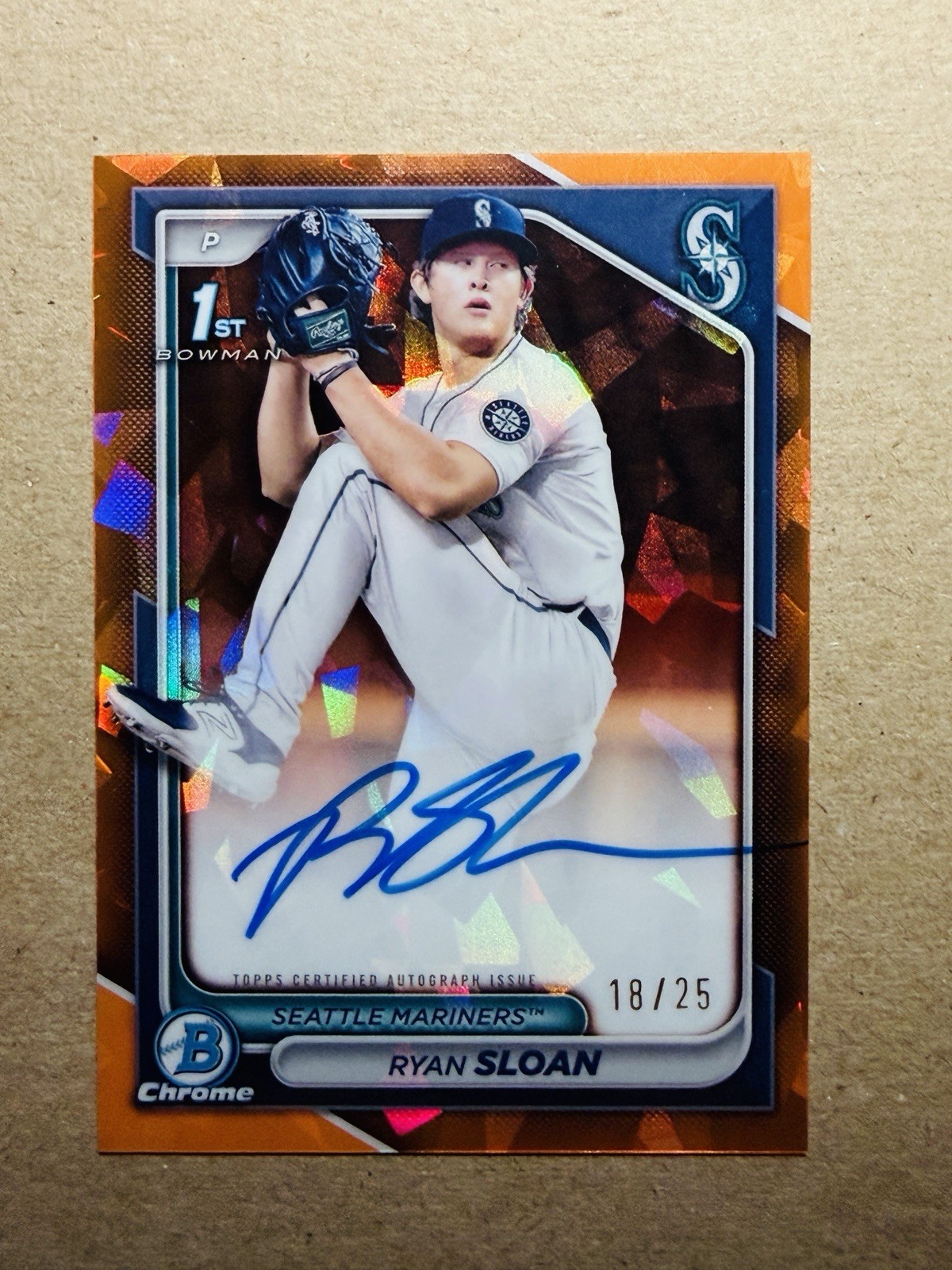 Ryan Sloan 2024 Bowman Chrome Sapphire Orange Refractor Auto RC /25