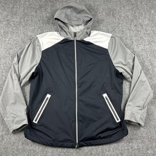 Graham Luxe Jacket Mens XL Black Gray Hooded Full Zip Softshell Windbreaker