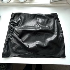 Cider black faux leather mini skirt sz 16 ruched side BNWT Moto Gothic Party