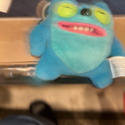 Zuru Fuggler Greedy Grinner Blue Plush Clip On Keyring Charm Teal Green Ugly Toy