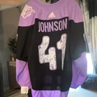 Luke Johnson signed Minnesota Wild Hockey Fights Cancer Jersey #41