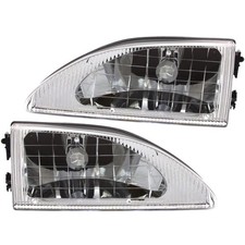 For 1994-1998 Ford Mustang Pair Headlights Driver Passenger Side Wbulbs Cobra