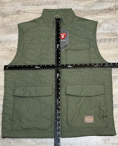 New Men's &Lore by Tahoe River Olive Green Primaloft Quilted Insulated Vest image 4