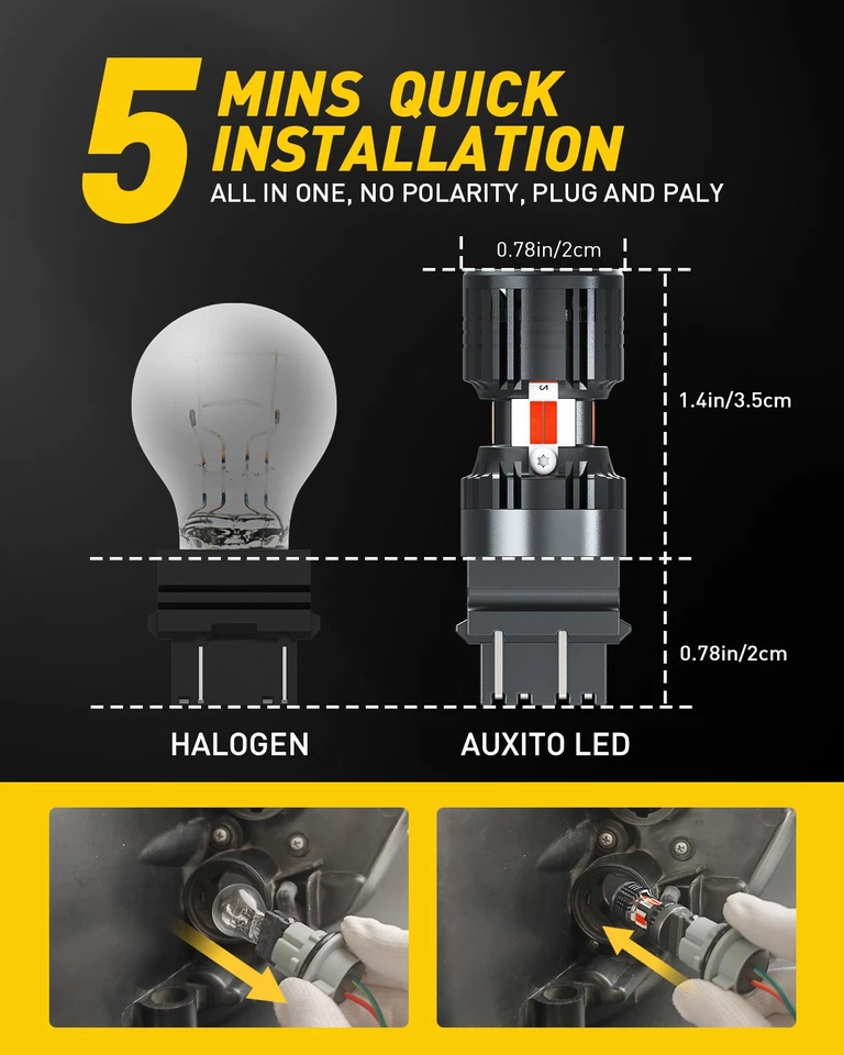 3157 Bombilla LED Freno Trasero*2 Rojo Modo Dim&Bright Doble DRL Resistencia Incorporada Foto 2 de 4