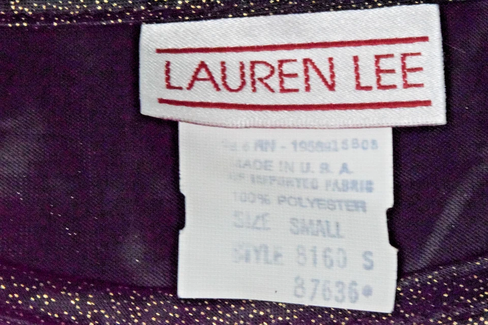 Vintage Top Lauren Lee Size S 70s Disco Shiny Golden Black Semi Sheer Made USA - Image 3 of 4