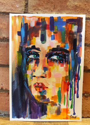 Original Art Strong Woman Abstract Portrait Female Painting Unique Author's Work