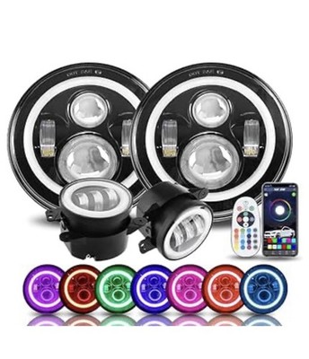 SUNPIE 7' RGBW HALO LED HEADLIGHTS JEEP Wrangler 76-86 CJ-7 81-85 CJ-8 In Box