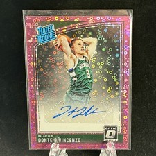 2018-19 Donruss Optic 164 Donte DiVincenzo Rated Rookie Auto Pink Fast Break /20