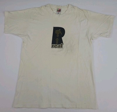Vintage 90s Real Skateboards Logo Print T Shirt Rare Htf Skate 