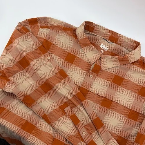 REI Co-op Button Up Shirt mens XXL Orange Plaid long sleeve vented outdoor
Opens in a new window or