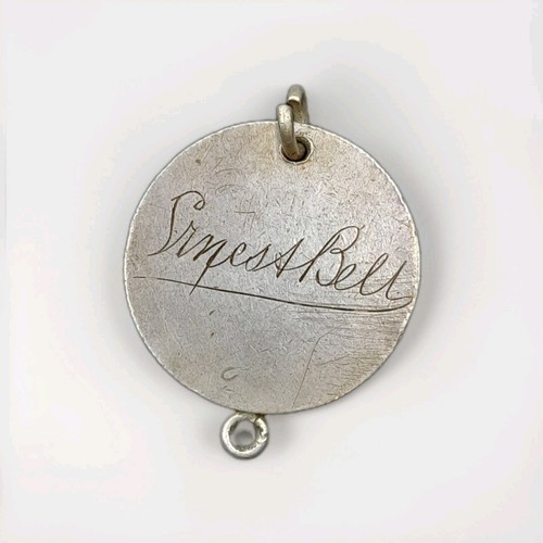 Old Antique English Sterling Silver Victorian Love Token Coin Pendant Charm