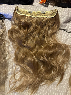 Clip-in Halo-Extensions wellig Dunkelblond Haarverlängerung 65cm NEU!!!