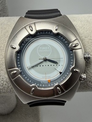 Timex Easy Ring Set Mens Watch New Battery 42MM 7.75'' 2001 J1 Vintage Indiglo
