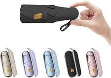 Travel Mini Umbrella for Purse With Case Small Compact UV Sun 1-Black