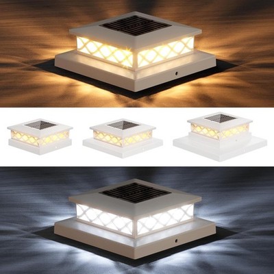 Solar Post Light 4 Packs with 4x4 5x5 and 6x6 Inches Base for Vinyl/Wooden Posts