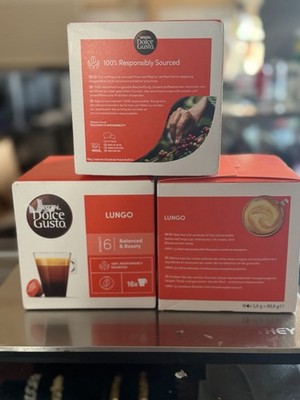 3 Boxes Nescafé Dolce Gusto Lungo Coffee Capsules 48 Pods Intensity 6 Exp 11/26