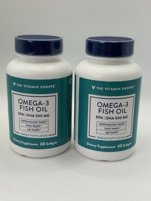 Vitamin Shoppe omega-3 Fish Oil Dha500mg 60 Softgels Each ( 120 total cap ) New
