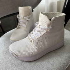 NOBULL All White Superfabric Trainers High Top Sneakers Mens 7,5 Women's 9 Gym