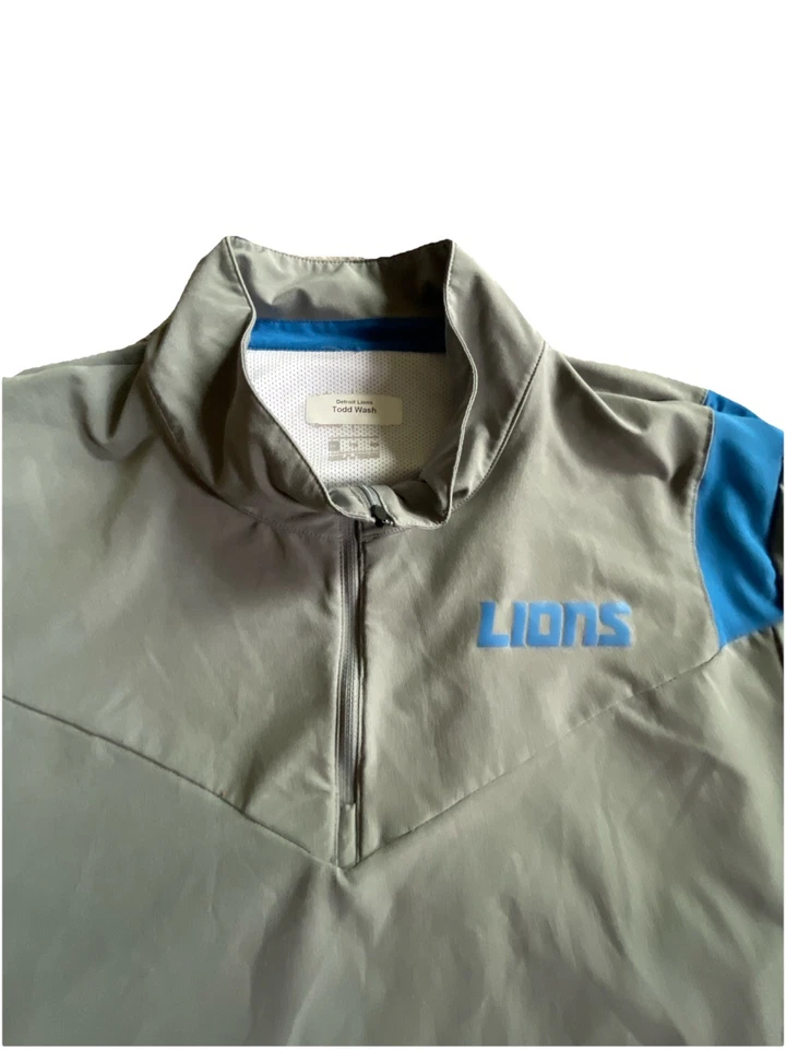Detroit Lions NFL Team Issued Coach Todd Wash Nike XL 1/4 Zip Sideline Jacket - Image 2 of 4