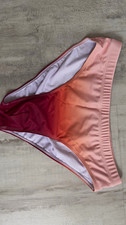 Ombre Swim Briefs Bikini Bottom, Pink Red Orange, Lined, Size M Regular