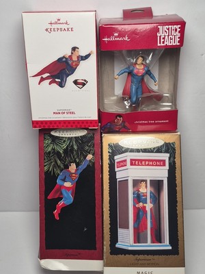 Lot of 4 Superman Hallmark Christmas Ornaments DC Comics Vtg Mixed