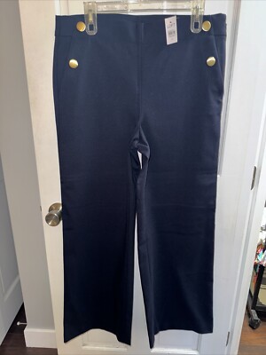 NWT Ann Taylor Loft Navy Wide Leg High Rise Sailor Pants Preppy Full Length 10