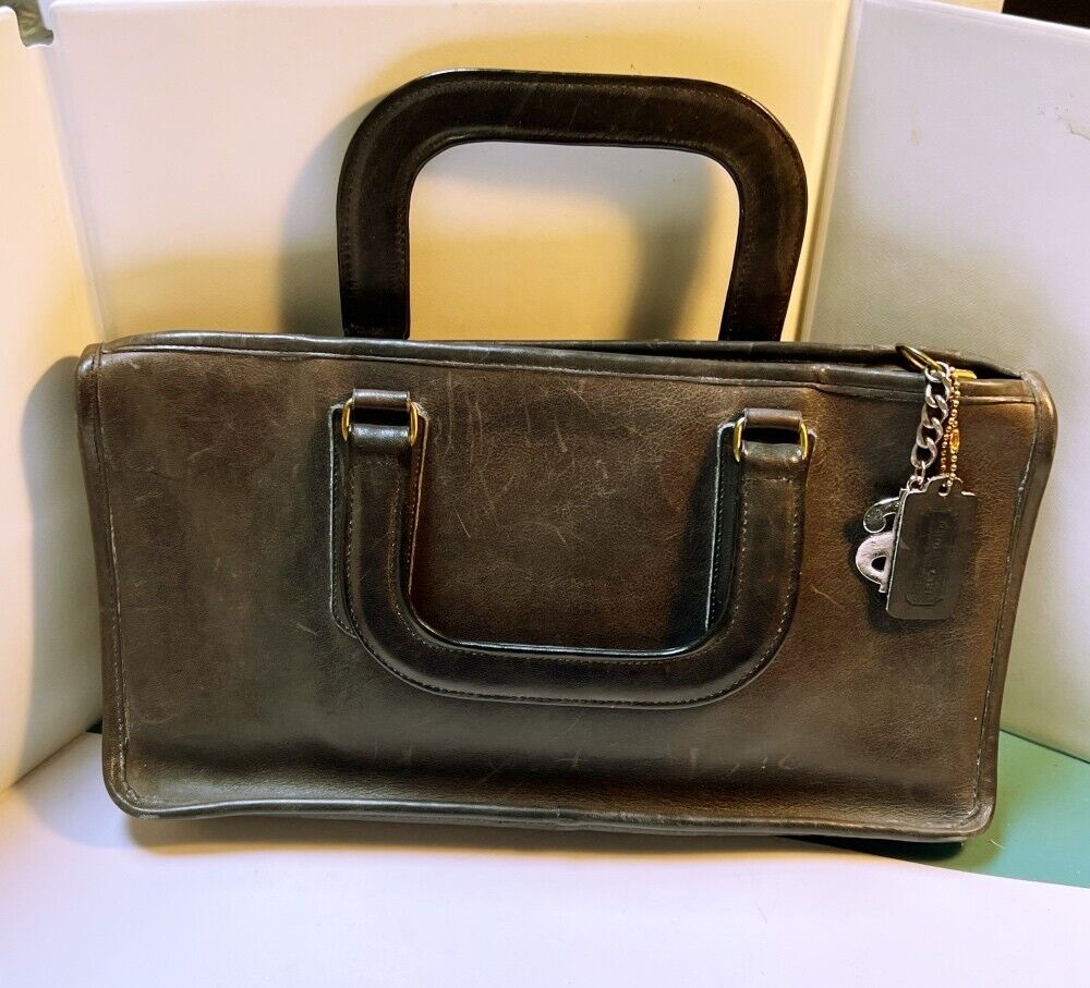 VINTAGE AUTHENTIC COACH HANDBAG DARK BROWN ZIPPER CLOSURE VINTAGE AUTHENTIC COACH HANDBAG DARK BROWN ZIPPER CLOSURE