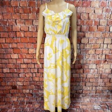 Ann Taylor Loft Sexy Maxi Fit Flare Long Dress Floral White Yellow Size 4