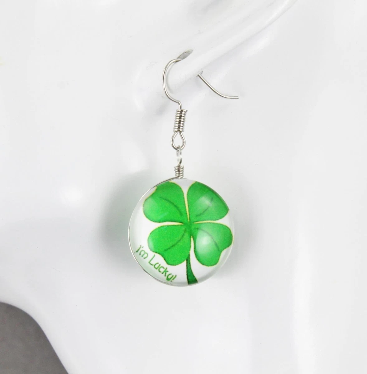 4-leaf clover shamrock earrings St Patricks Day earrings dangle jewelry  green